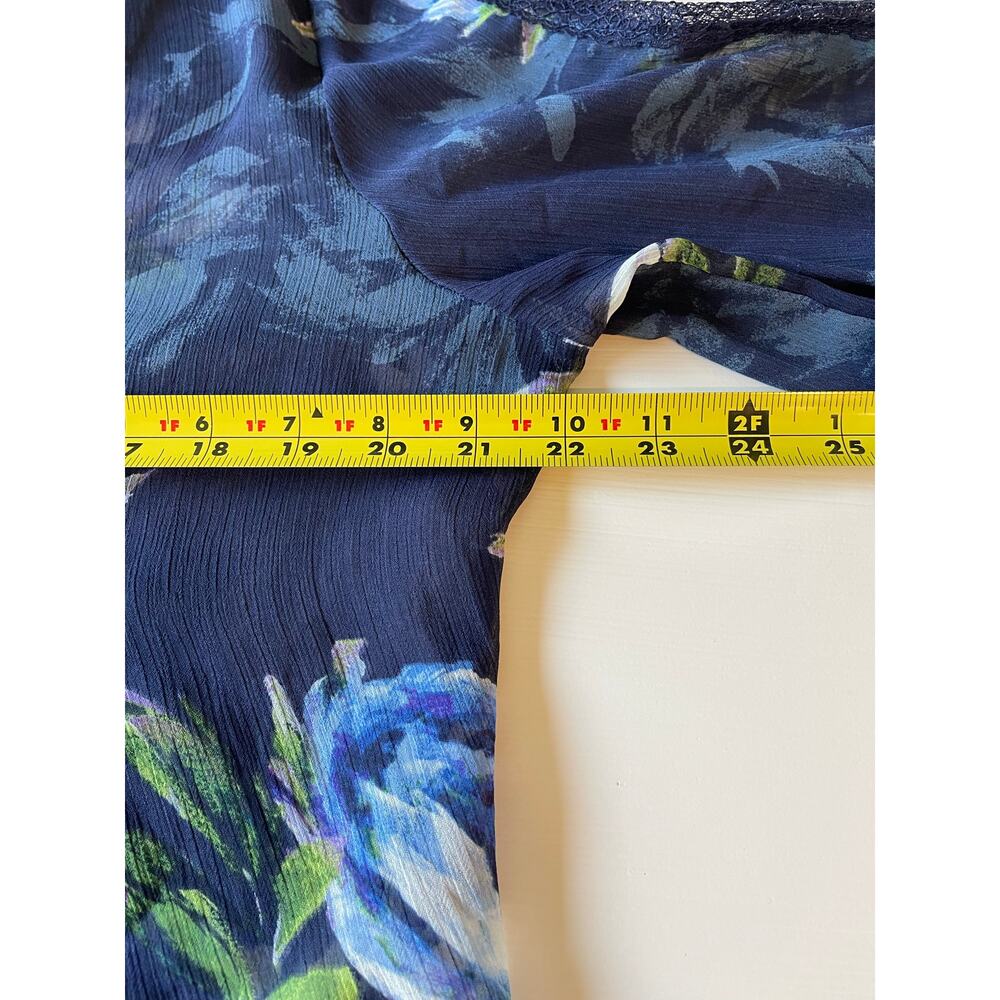 Susan Graver Sheer Floral Tunic Top Sz M Long Sleeves Pintucks Cottagecore - Picture 12 of 14